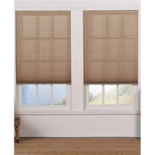 Safe Styles Cordless Light Filtering Pleated Shade, Camel - 38.5 x 48 in.