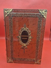 VTG 1960s BISCUIT TIN Gourmets Delight Victoria Co BOOK-SHAPE Red Hinge Lid