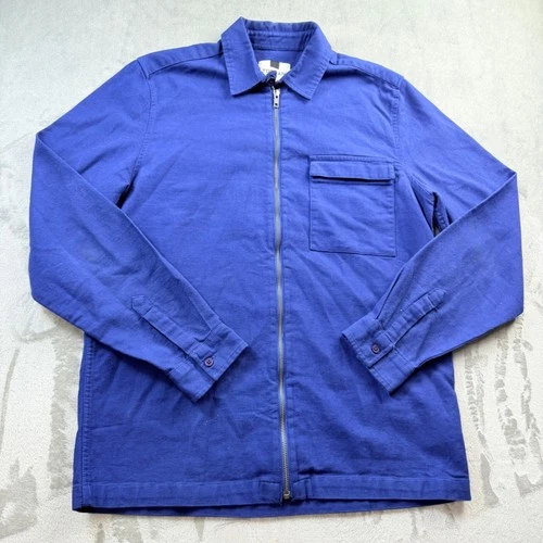 Topman Mens Blue Full Zip Cotton Canvas Workwear Chore Overshirt Jacket Medium video thumbnail