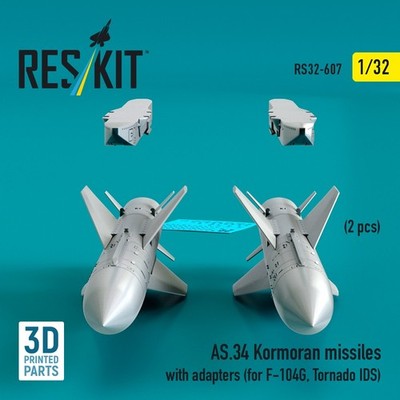 AS.34 Kormoran missiles with adapters (2 pcs) (3D Printed) 1/32 ResKit RS32-0607