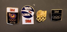 3M Olympic Enamel Lapel Pins - Collectible Lot of 4