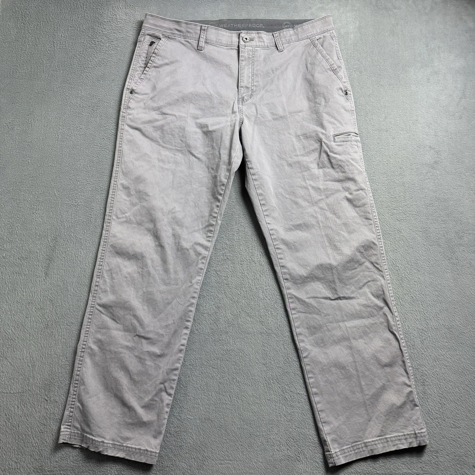 Weatherproof Mens 36x30 Straight Chino Pants Gray Outdoor Stretch EUC