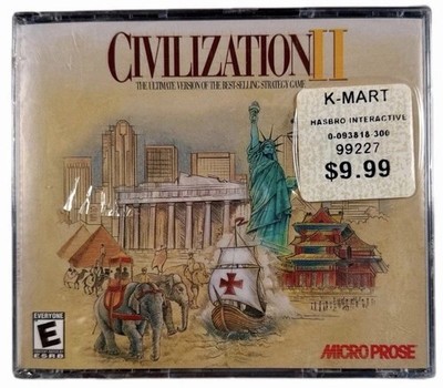 Civilization II PC CD-ROM SEALED NEW MicroProse K-Mart Sticker Retro