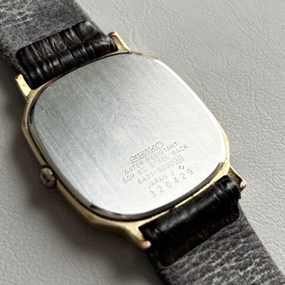 Rare Seiko Quartz Vintage Watch 6431-5080 Brown Strap Gold Dial | eBay