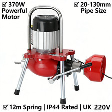 Professional Electric Drain Cleaner Machine 370W Sewer Pipe Cleaning UK 220V