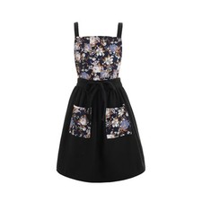 Robe tablier vintage Pinafore pour femme avec poches mignon chef floral noir