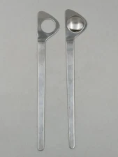 Pair of Vintage MCM Danish Stelton Arne Jacobsen Stainless Steel Salad Servers
