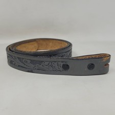 Vintage Gray Dixie Leather Belt 32 Tooled Floral Western Cowboy Rodeo Strap USA