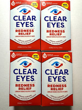 Clear Eyes, Redness Relief Eye Drops, 0.5 Fl Oz Pack of 4  EXP 6/2027 
