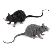 jarbins Fake Rat 2pcs Halloween Toys Mouse Prank Toy Small, Black, Gray