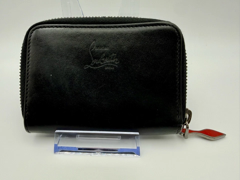 Auth CHRISTIAN LOUBOUTIN Studded Black Panettone Leather Wallet Coin Purse | COA - Image 2 of 4