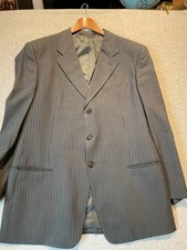 Armani Collezion Saks Fifth Ave Stripe 3 Button Suit Jacket Black 44 R