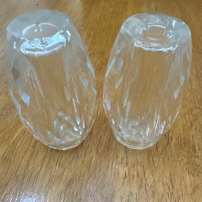 Vintage Elegant Clear Crystal Glass Small Salt Pepper Shakers 2.5  Tall