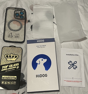 HiDog For iPhone 15 Pro Max Case Phone Cover Clear +Screen Protector/Install Kit