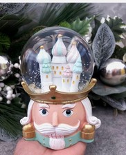 TK MAXX Homesense Christmas Candy Cane Nutcracker Snow Globe New