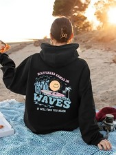 Floral Letter Print Large Size Hoodie Pocket Fall Winter