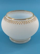 Wonderful Frosted White Opaline Glass Salt Dip or Bud Vase with Gold Detailing