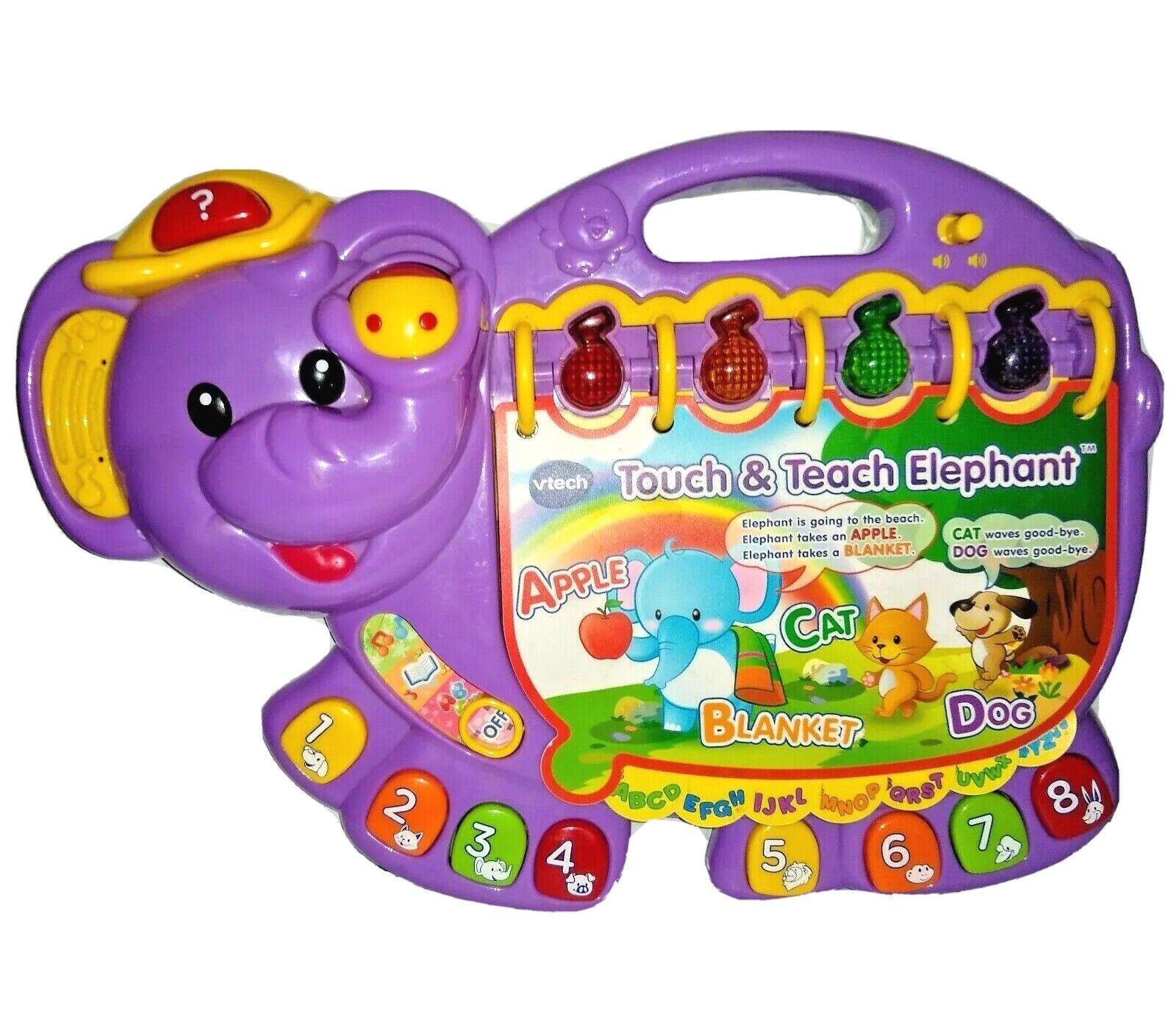 Vtech TOUCH & TEACH ELEPHANT Purple Music Lights Sounds Flip Pages Learning  Toy