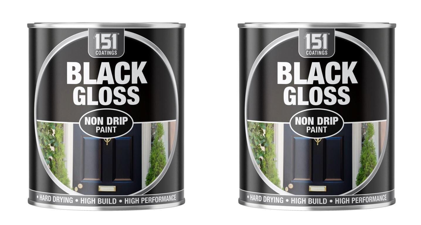 2x 151 Wood Metal Brick Interior Exterior Non-Drip Gloss Paint 300ml - Black