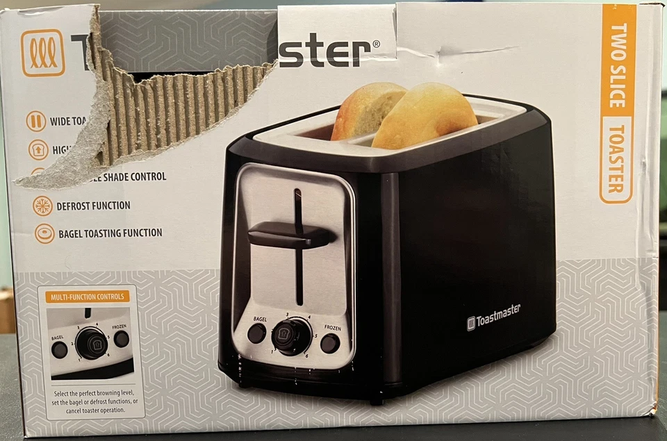 Toastmaster-2-Slice Cool Touch Adjustable Toaster Wide Slots, Black & Chrome - Image 3 of 4