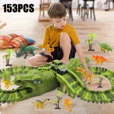 T-rex Jurassic Park World Electric Race Car DIY Assembly Track Kids Toy