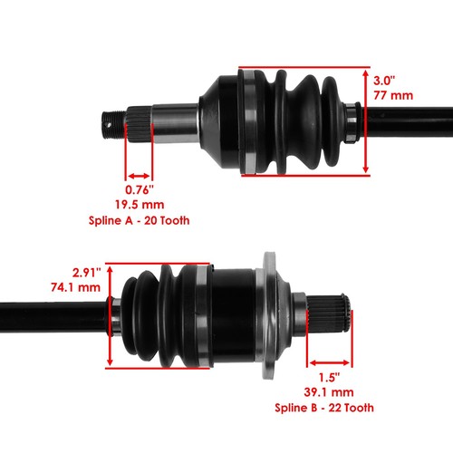 for Arctic Cat 400 500 4X4 2005-2014 Rear Right and Left CV Joint Axle - Picture 3 of 7