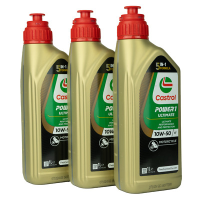 Castrol Power 1 Ultimate 4T Motorradöl 10W-50 JASO MA-2 API SN 3x1 Liter = 3 L