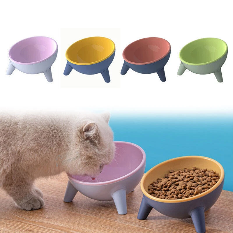 Pet Dog Cat Food Bowl Water Feeder Dish Raised Elevated Stand Pet