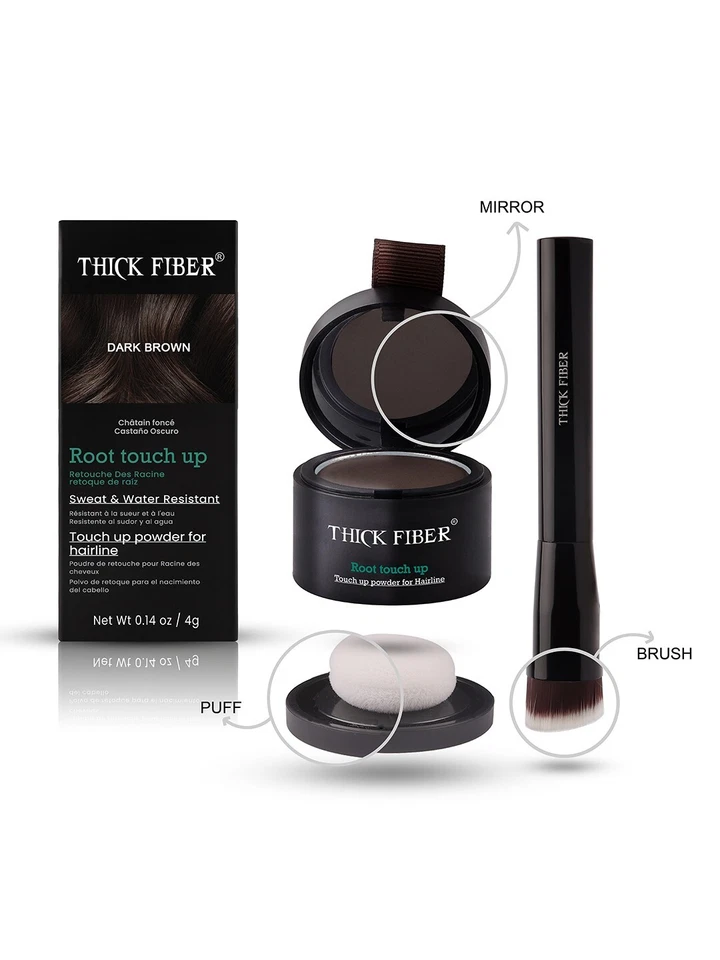 THICK FIBER Root Touch Up Powder, Root Cover Up, includes Brush - 4g - 13 Colors - image 2 of 4