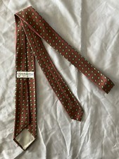 Christian Dior Monsieur Red Pattern Silk Neck Tie Italian Fabric Made In USA