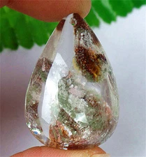 37x25x15mm Natural Red Green Ghost Crystal Quartz Teardrop Reiki Pendant AD63819