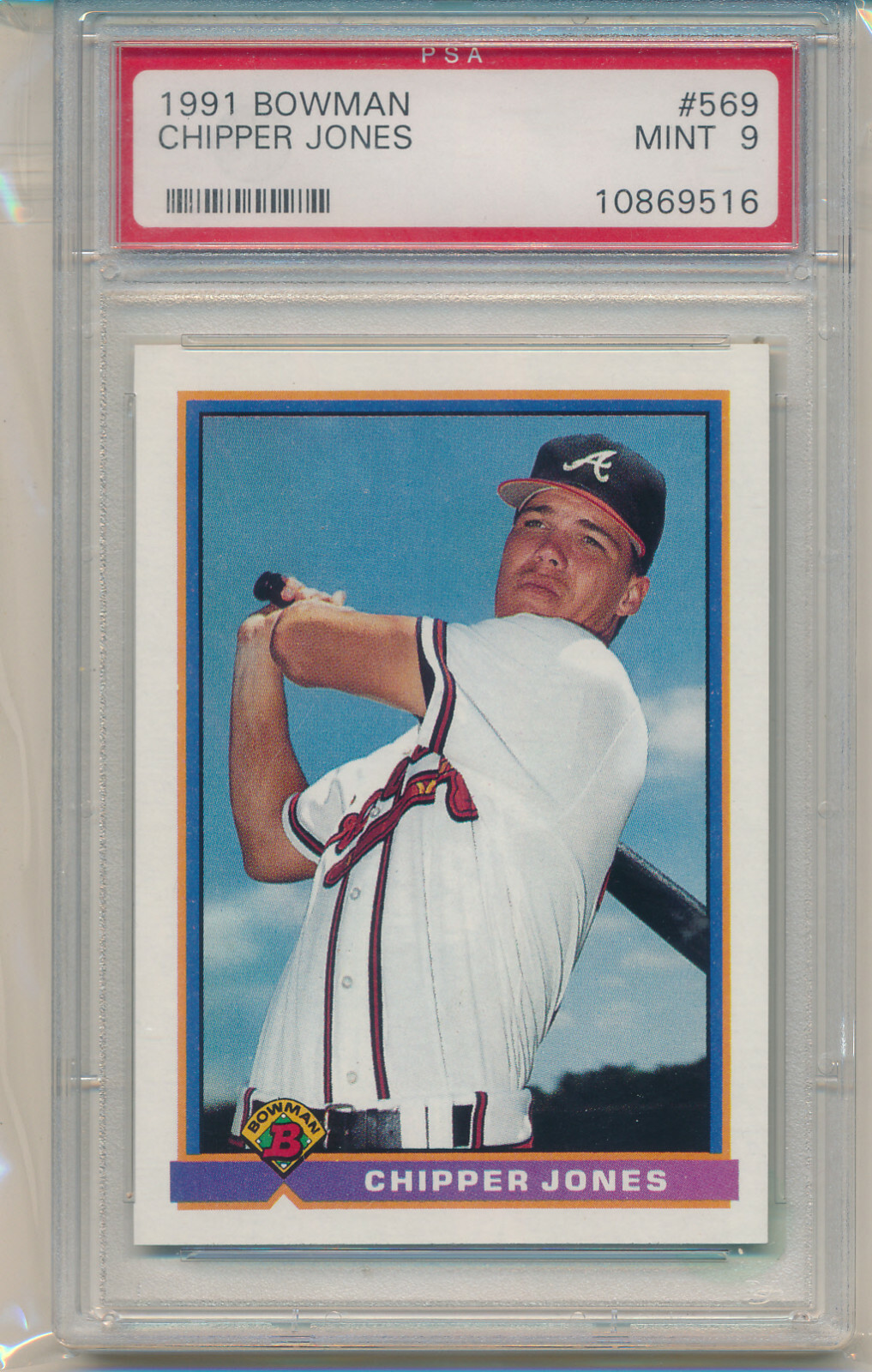 1991 Bowman Chipper Jones (Rookie Card) (HOF) (#569) PSA9 PSA (No Offers)