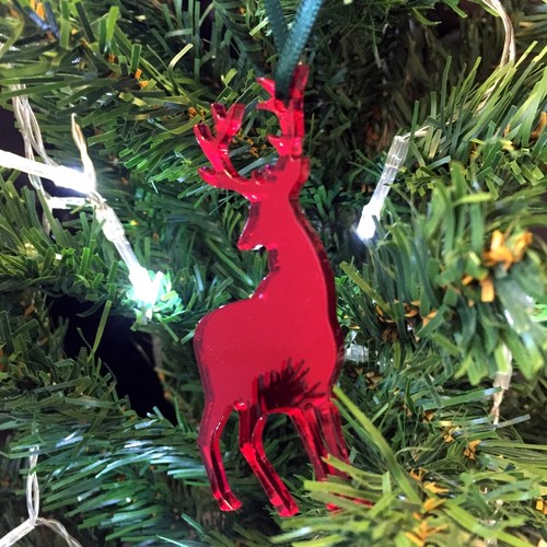 Reindeer Shaped Christmas Tree Decorations - Pack of 10 x 7cm - Various Colours - Picture 3 of 12
