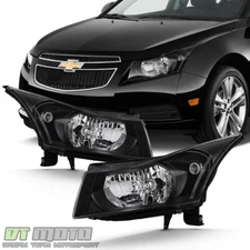 [ALL Black] 2011 2012 2013 2014 2015 Chevy Cruze Headlights Headlamps Left+Right