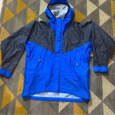 Men LG Helly Hansen Helly Tech Blue/Black Full Zip Weatherproof Rain Ski Jacket