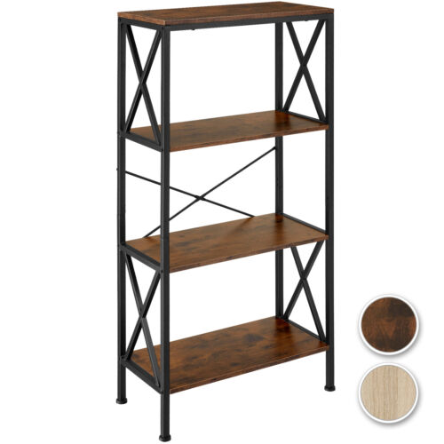 Regal Standregal Bücherregal mit 4 Ebenen Küchenregal Holz Metall Industrie Stil - Bild 1 von 25