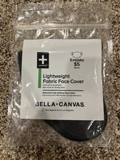 5 COUNT Bella Canvas Face Mask, Lightweight, Black- NEW in Package
