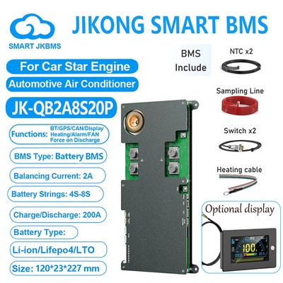 JK BMS 4S-8S 12V 24V 200A LifePo4 Li-ion LTO battery BMS 2A Active Balance lot