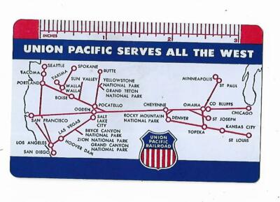 1955 Advertising Premium Pocket Calendar Union Pacific Railroad Route Map