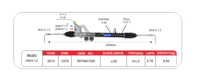 Power Steering Rack For Isuzu D-max 2WD LHD 8-97946-130-1