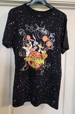 Vintage Space Jam Tune Squad Black Galaxy Speckled Size L T-Shirt. Bugs Bunny