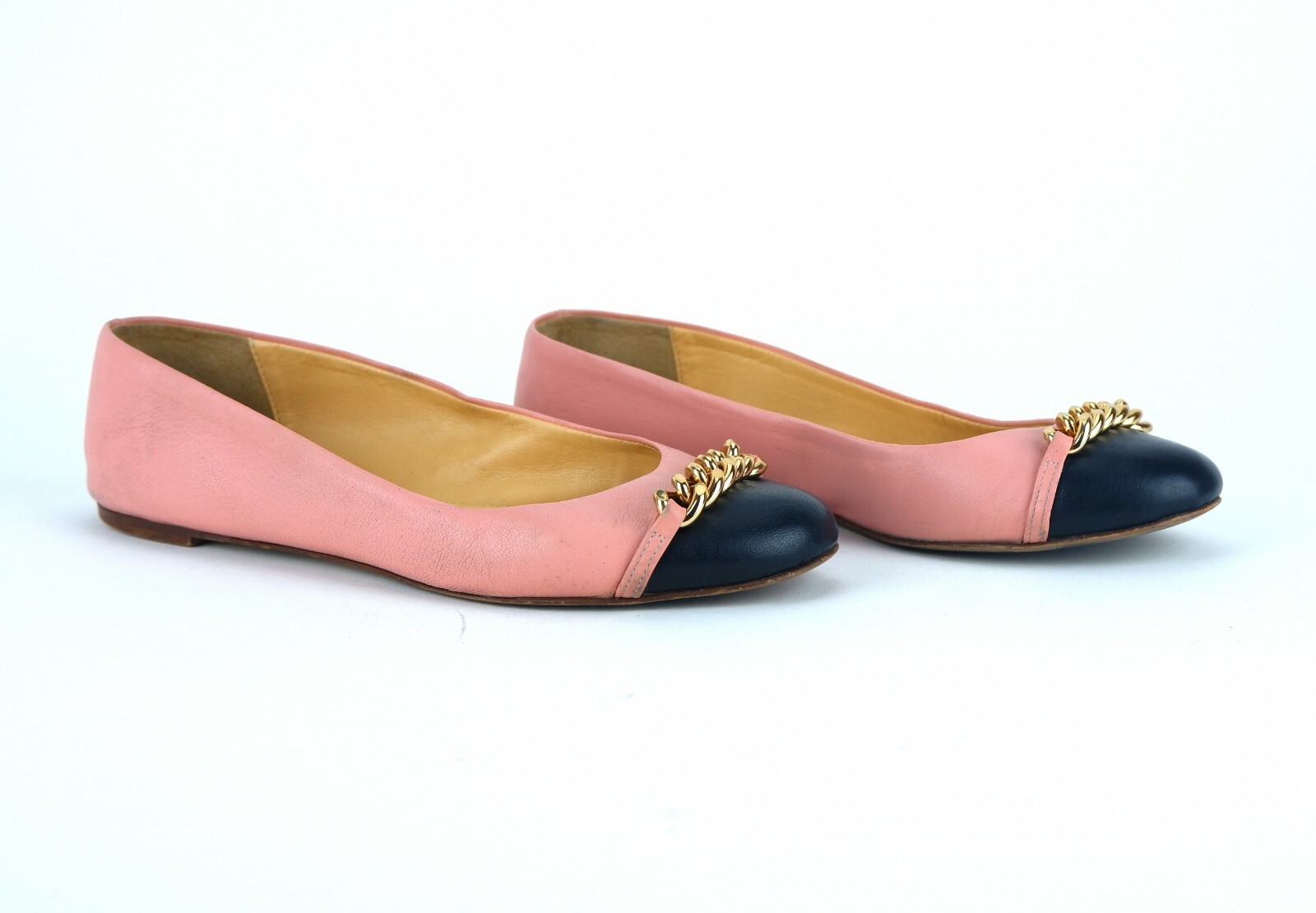 black flats with gold chain