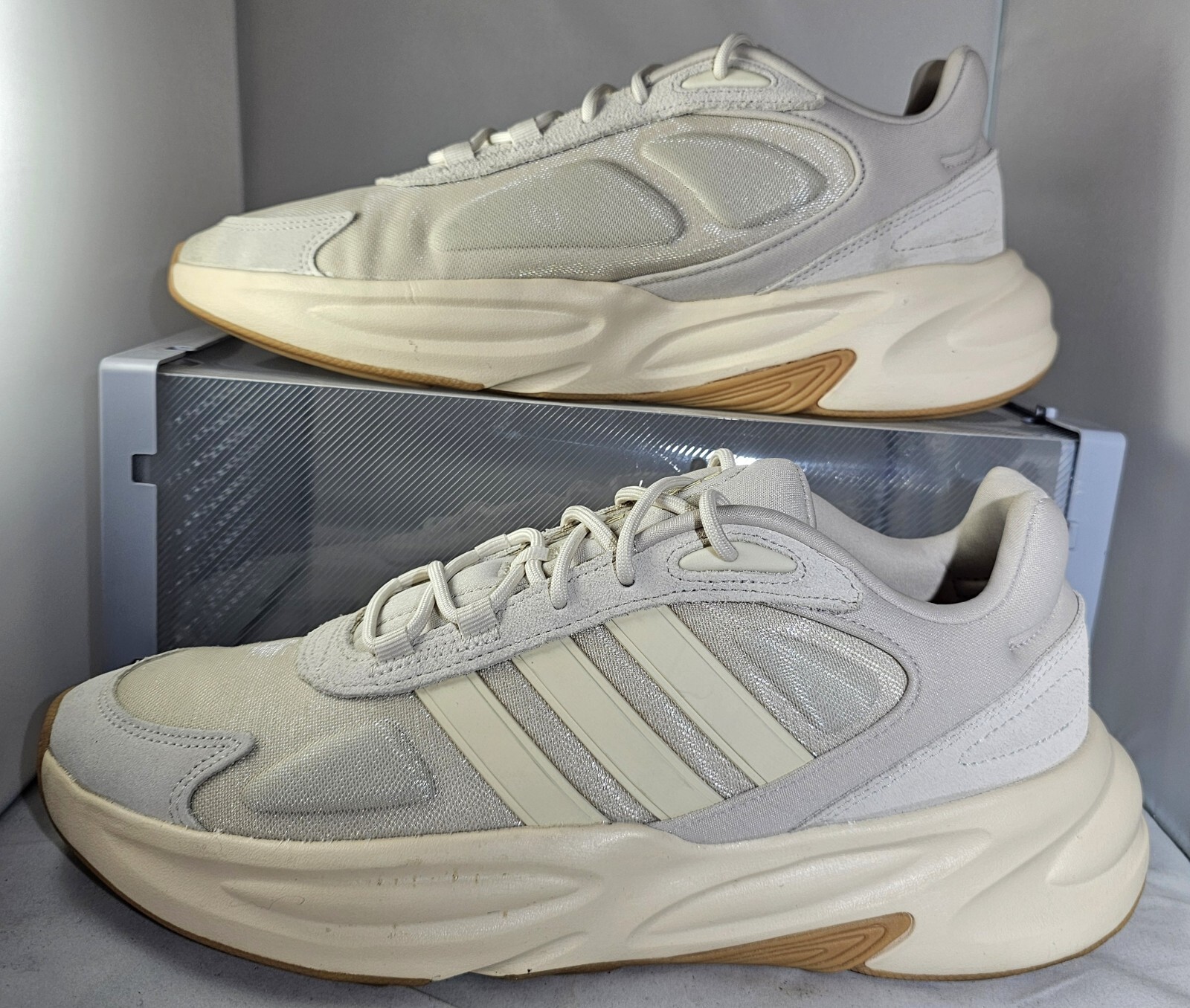 Adidas Men’s Ozelle Cloudfoam Trainers Beige/Lite Grey Sneakers Size 11 Adidas Men’s Ozelle Cloudfoam Trainers Beige/Lite Grey Sneakers Size 11