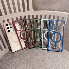 Metal Magnetic Case Cover TPU Clear For Samsung Galaxy S24 S23 Ultra S22