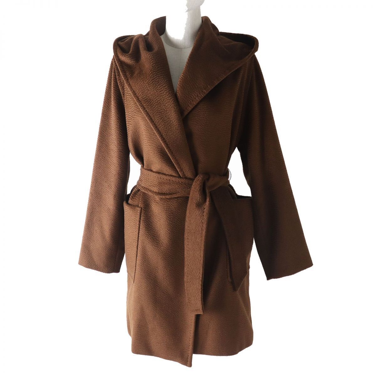 Max Mara】White Tag MaxMara RIALTO Women's 100% Camel Hooded Wrap