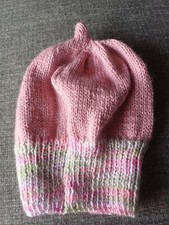 Hand Knitted Children's Kids Woolen winter Hat Aged 3-8 Grey Pink girl