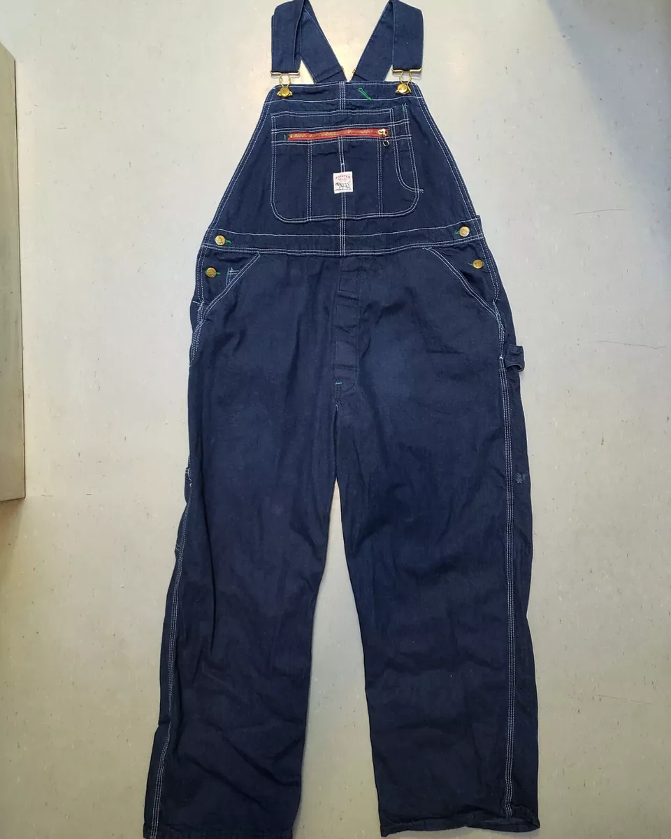 VTG 60s POINTER BRAND Denim LOWBACK OVERALLS Advertising Straps