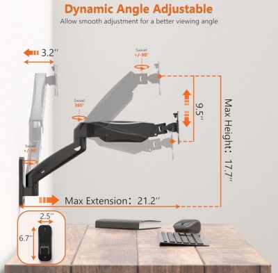 WALI Single Monitor Wall Mount for 1 Screen up to 32 inch, 19.8 lbs (GSWM001)