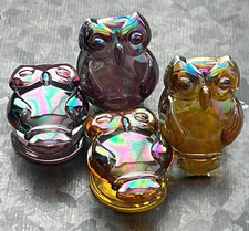 PAIR Aurora Borealis Owl Design Pyrex Glass Plugs Gauge Body Jewelry