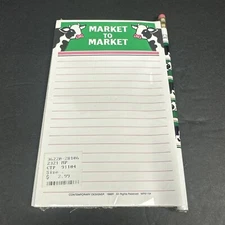 Vtg Unusued Black White Cow Note Pad Market To Market 4.25” X 7” Notepad Pencil